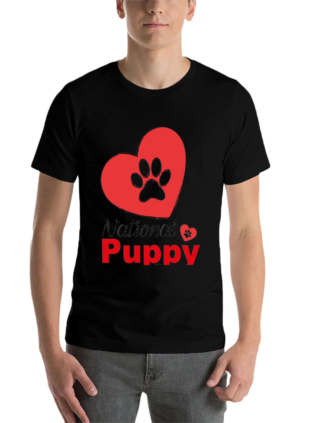 Black National Puppy Day T-Shirt, Dog Lover Tee view 7
