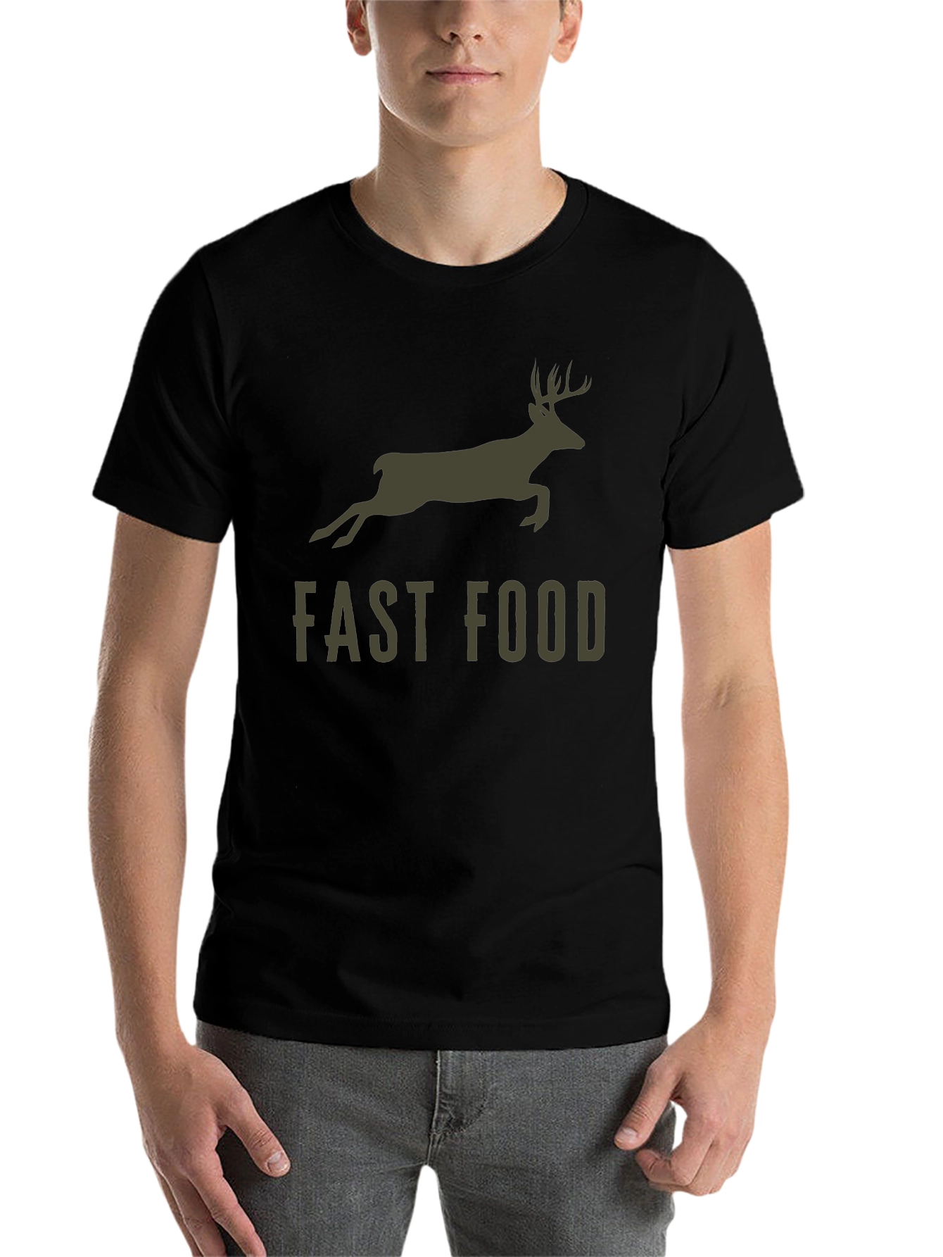 Black Fast Food Deer Graphic T-Shirt view 7