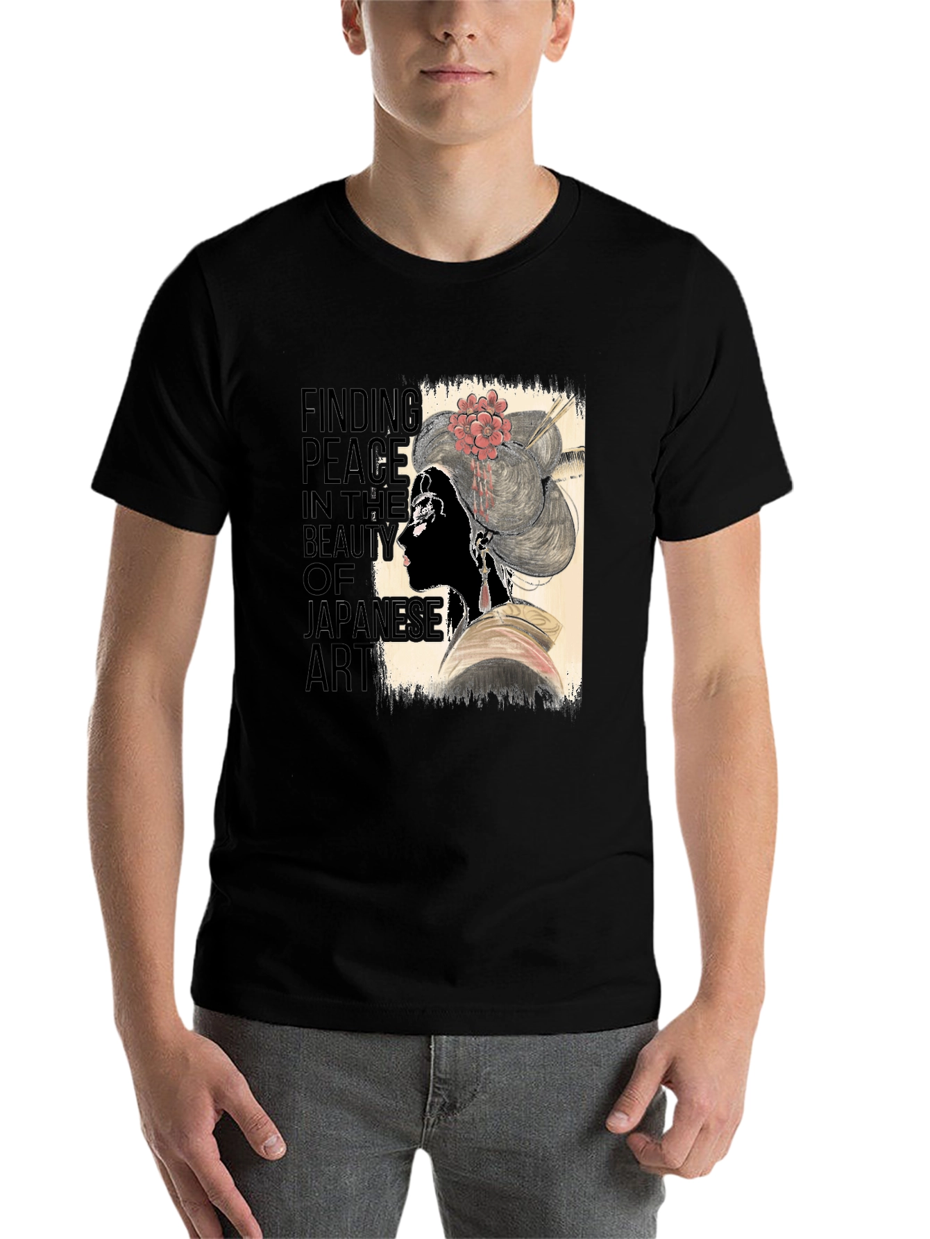 Black Japanese Art Inspired Graphic T-Shirt view 7