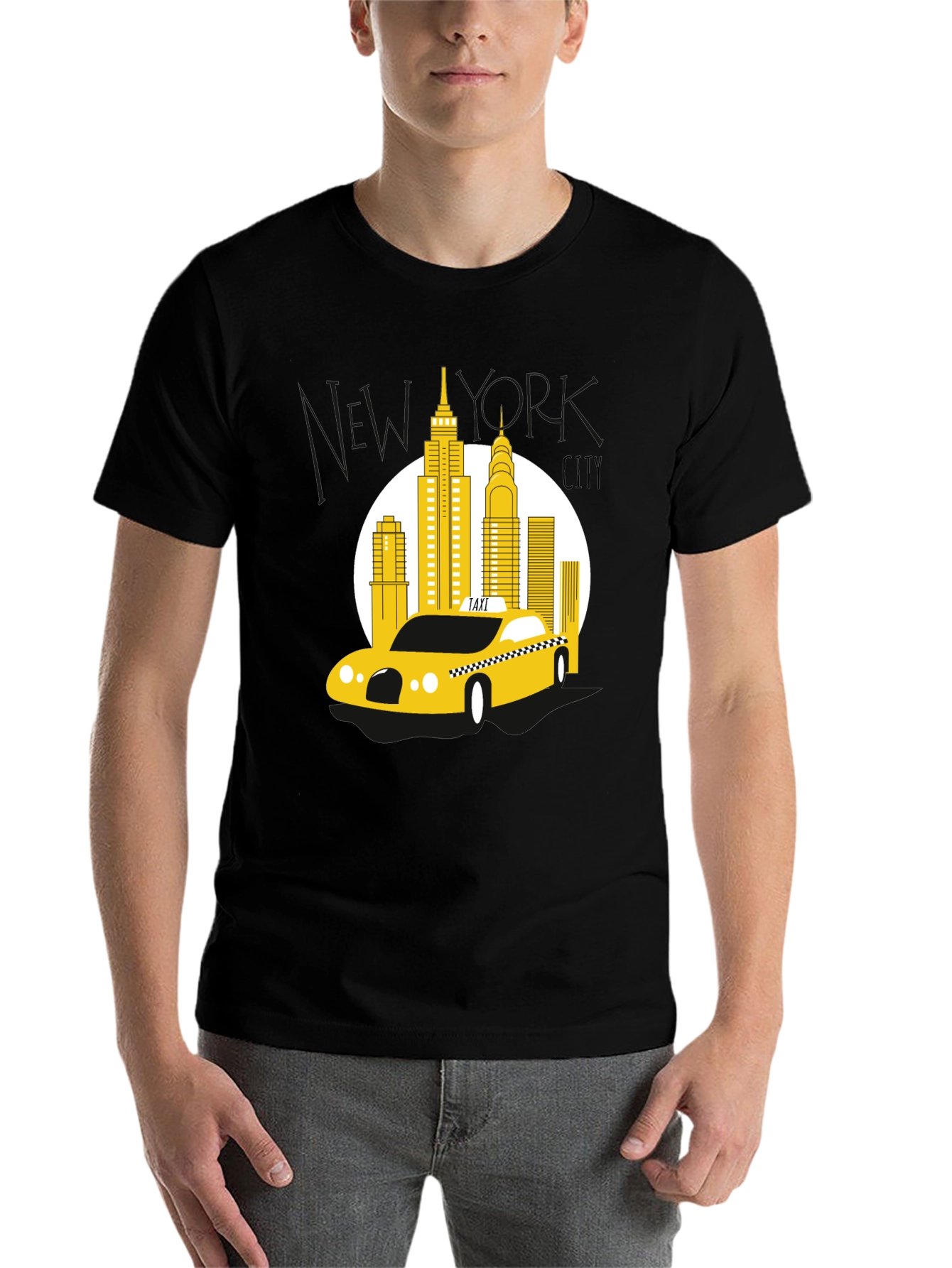 Black NYC Taxi T-Shirt - Cityscape Graphic Tee view 7