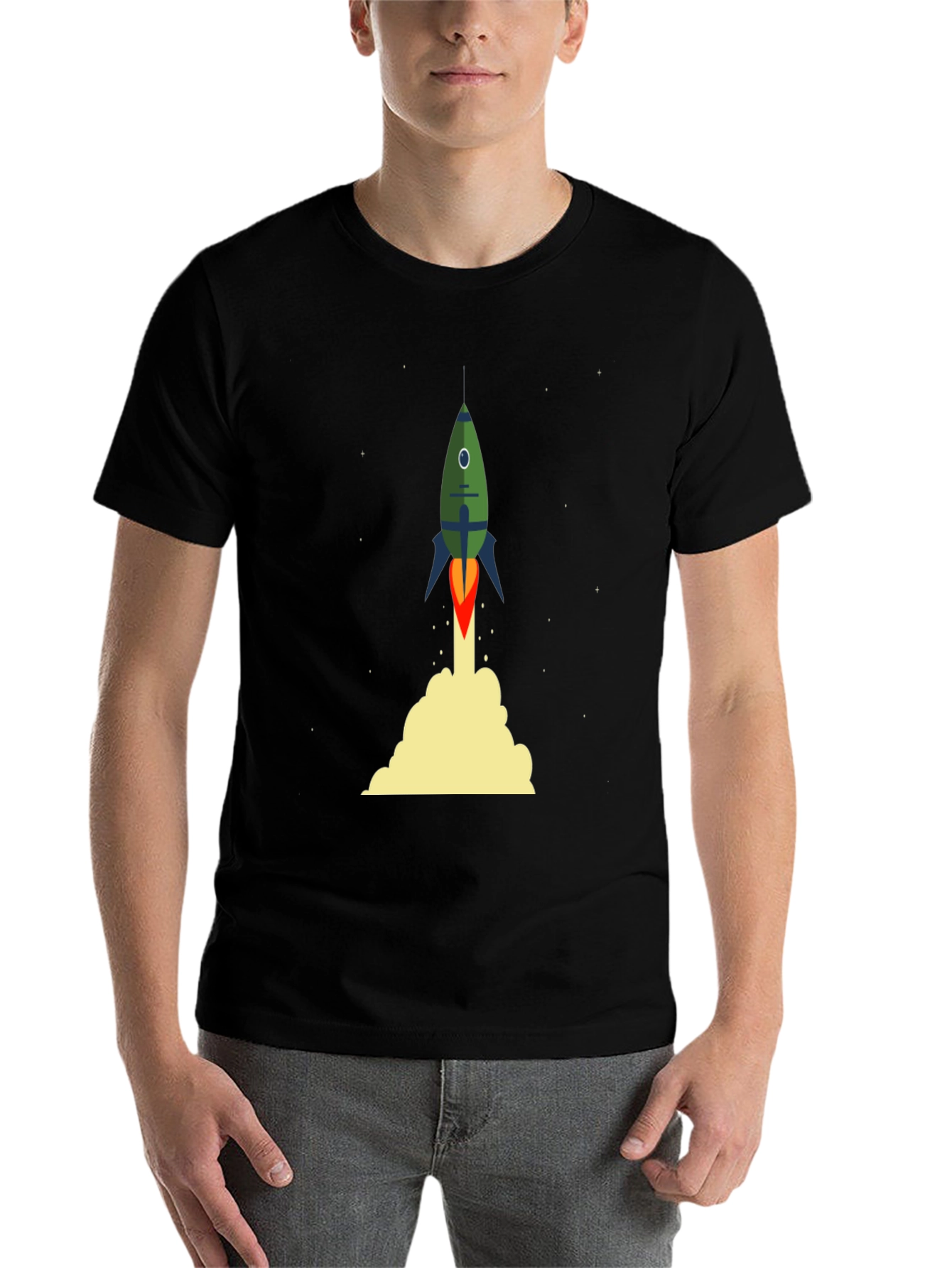 Black Rocket Launch Black T-Shirt - Space Adventure view 7