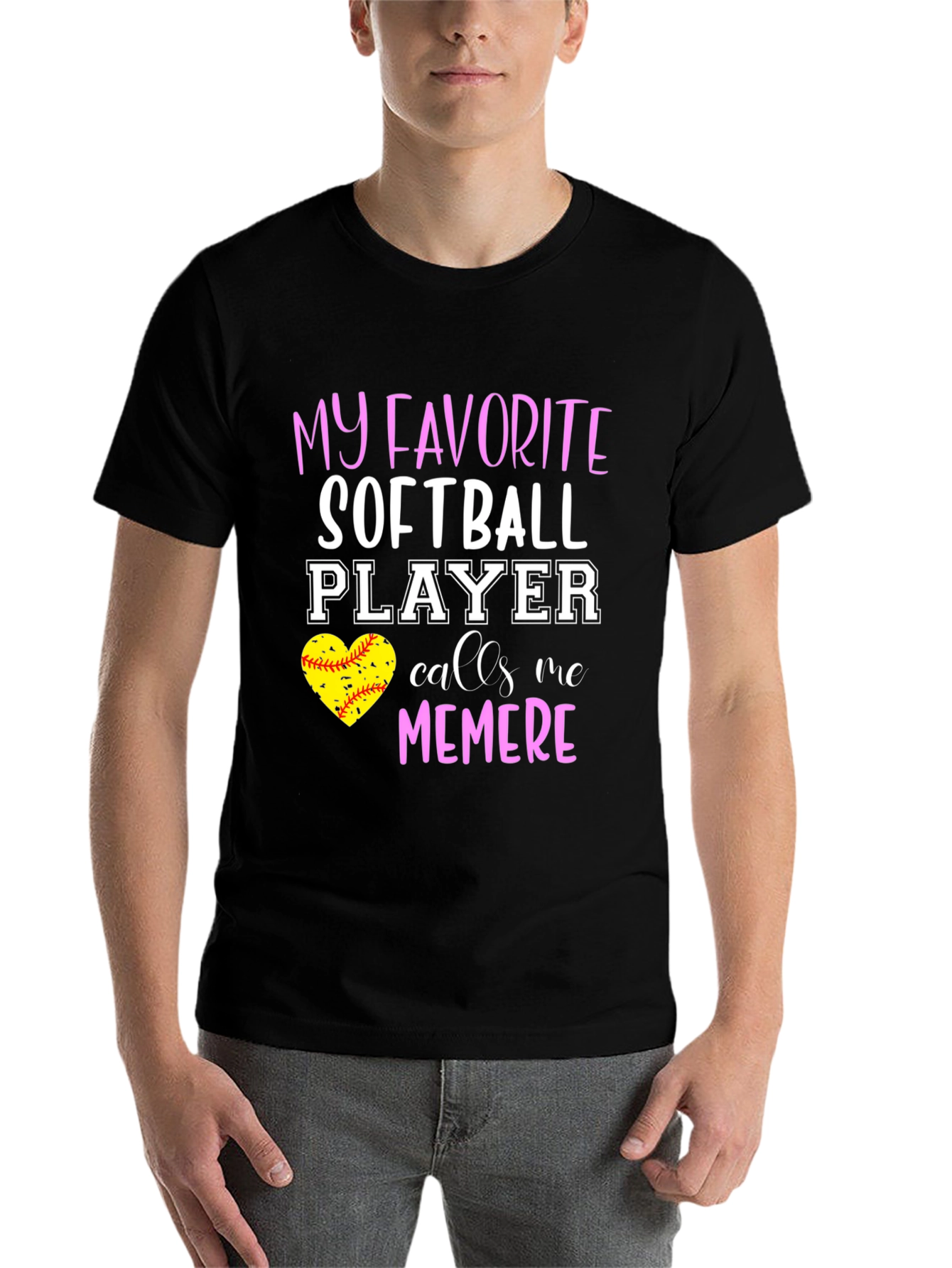 Black My Favorite Softball Player Calls Me Memere T-Shirt view 7