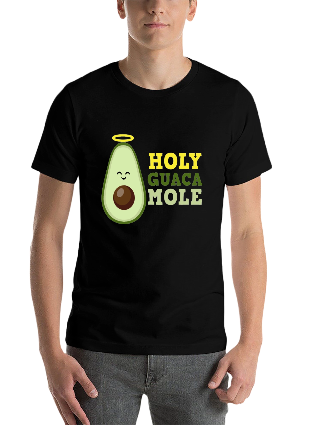 Black Holy Guacamole Graphic T-Shirt - Funny Avocado Tee view 7