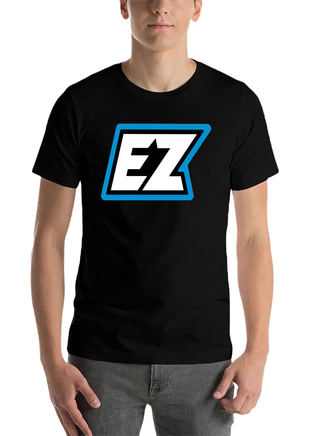 Black EZ Logo Black T-Shirt - Bold Graphic Tee view 7
