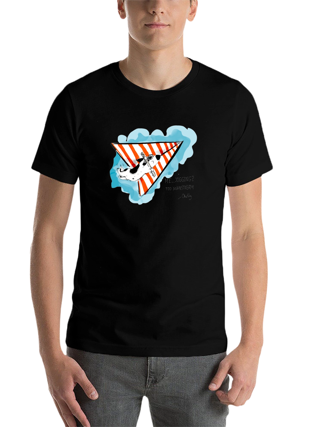 Black Hang Gliding Dog Black T-Shirt view 7