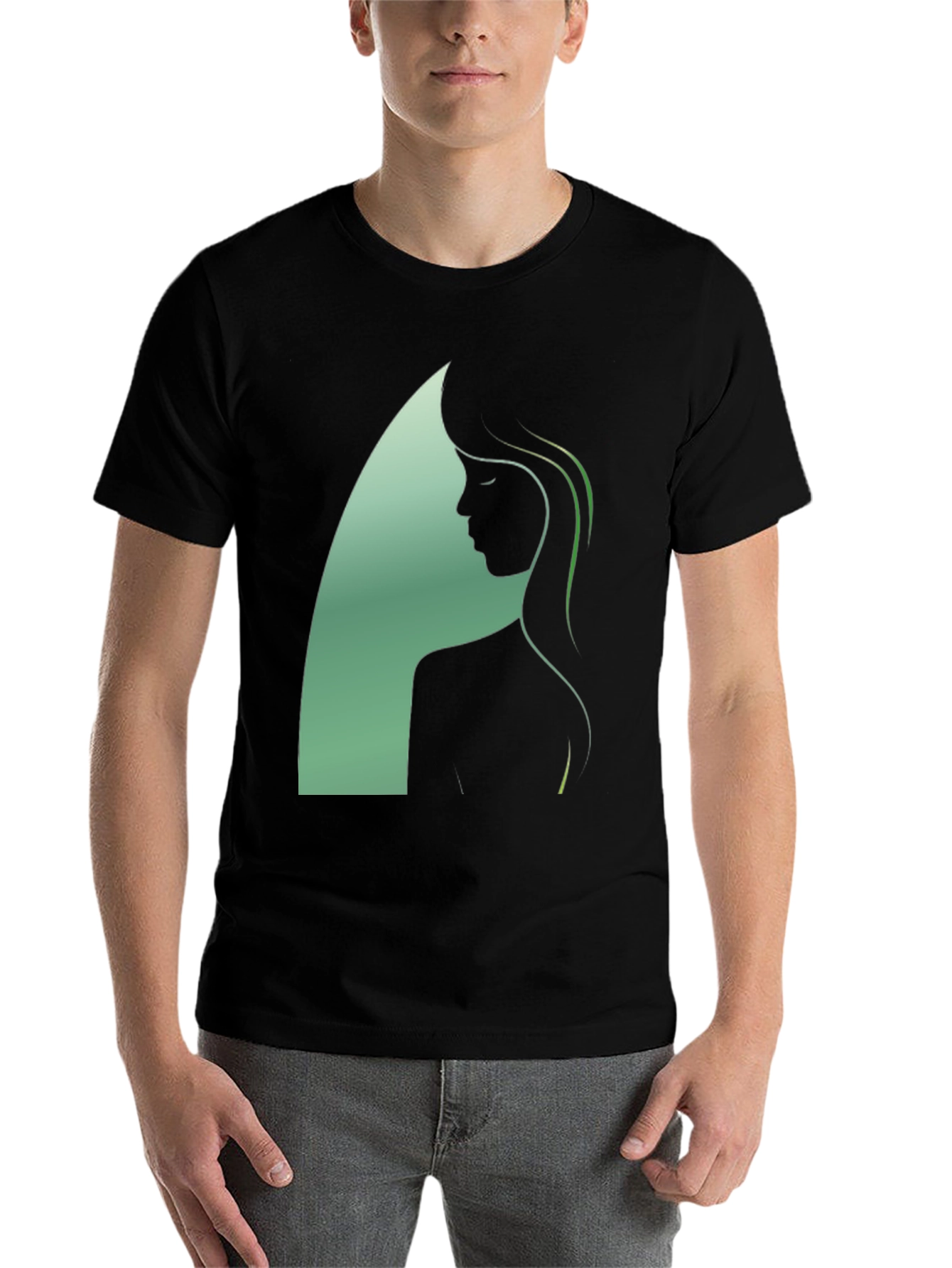 Black Silhouette Woman Graphic Black T-Shirt view 7