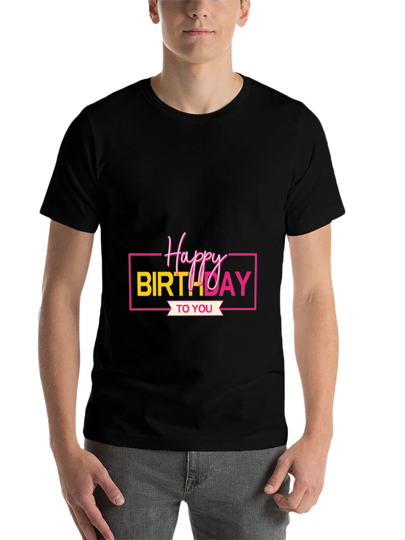 Black Happy Birthday Graphic Tee - Black view 7