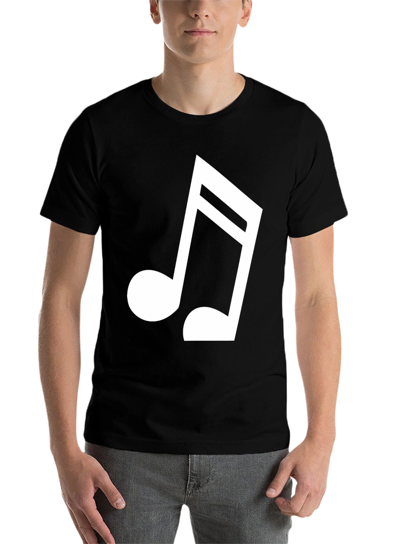 Black Musical Note Graphic Tee - Black Cotton T-Shirt view 7