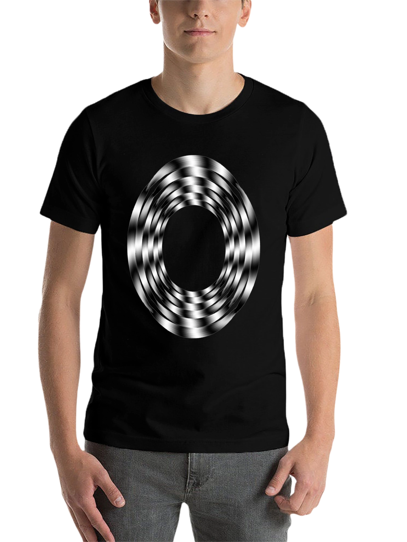 Black Optical Illusion Graphic Tee view 7