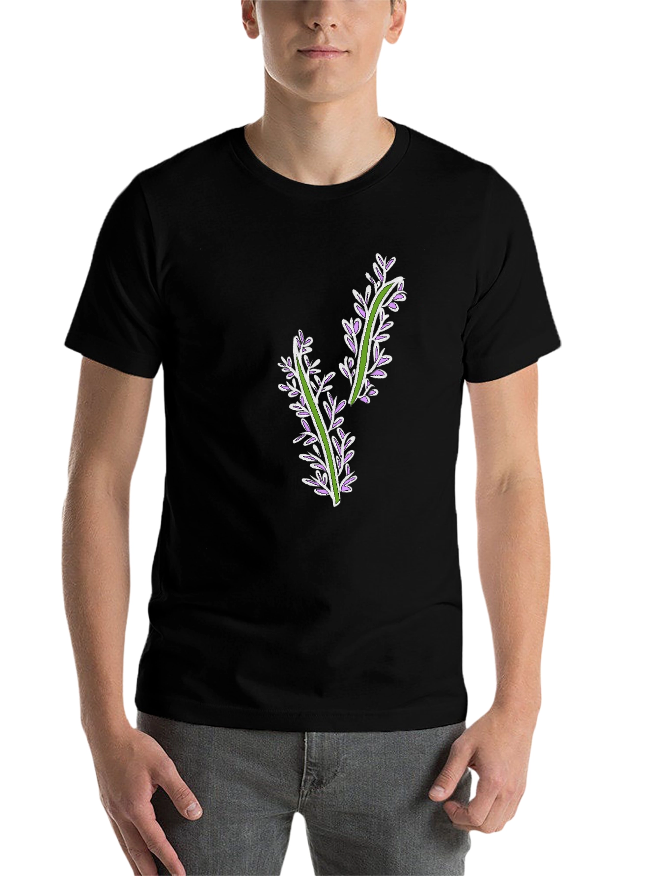 Black Floral Accent Black Tee view 7