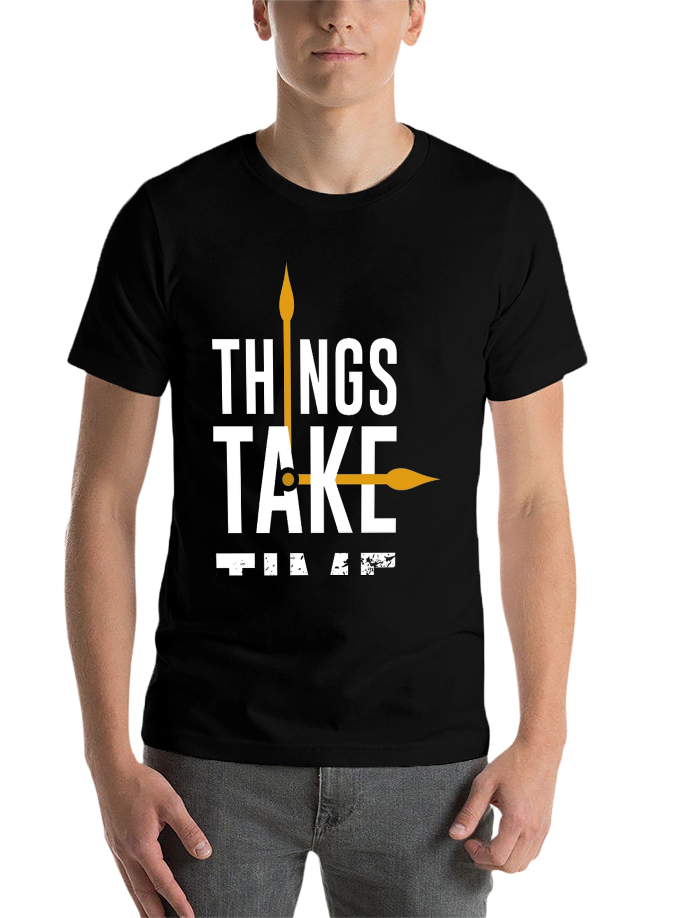 Black Things Take Time T-Shirt Black Casual Cotton Tee view 7