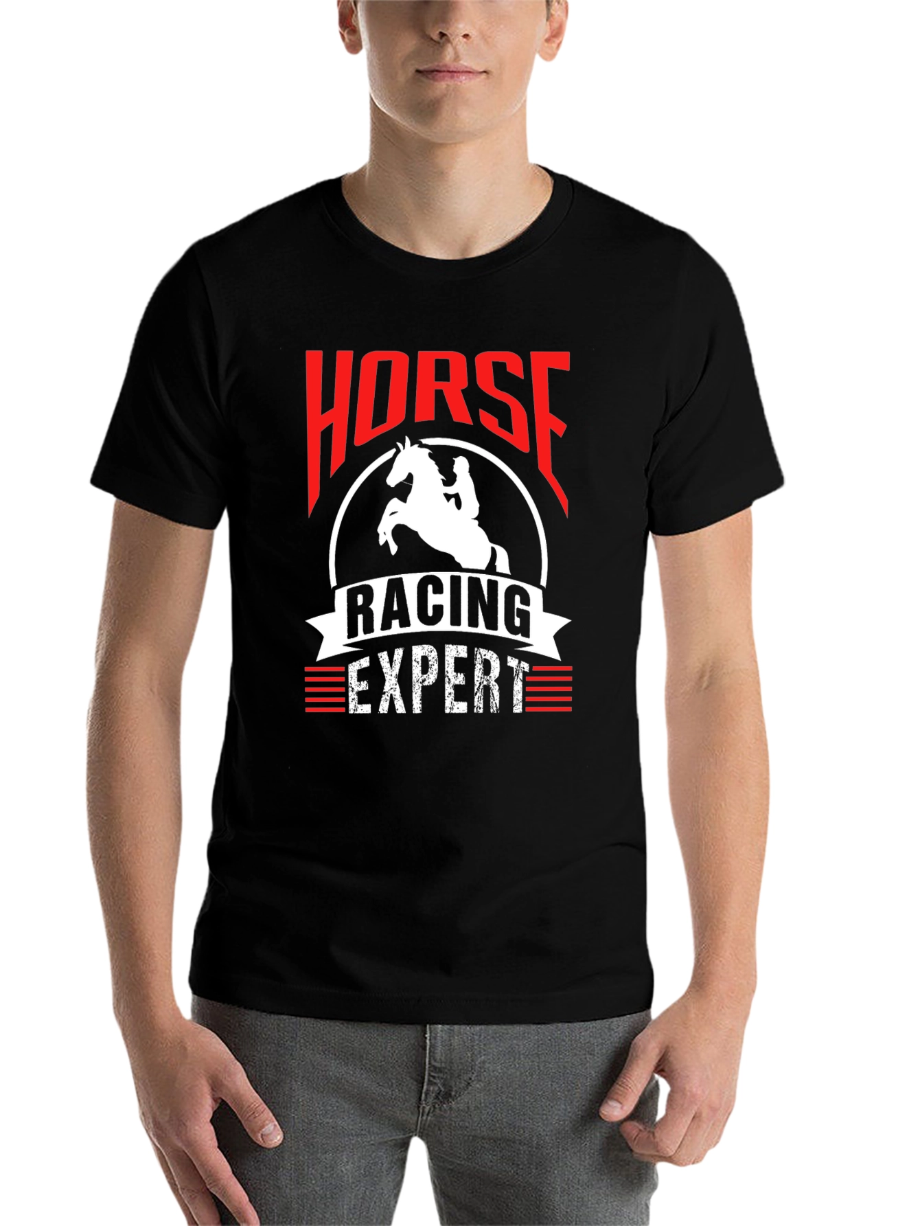 Black Horse Racing Expert T-Shirt - Unique Design view 7