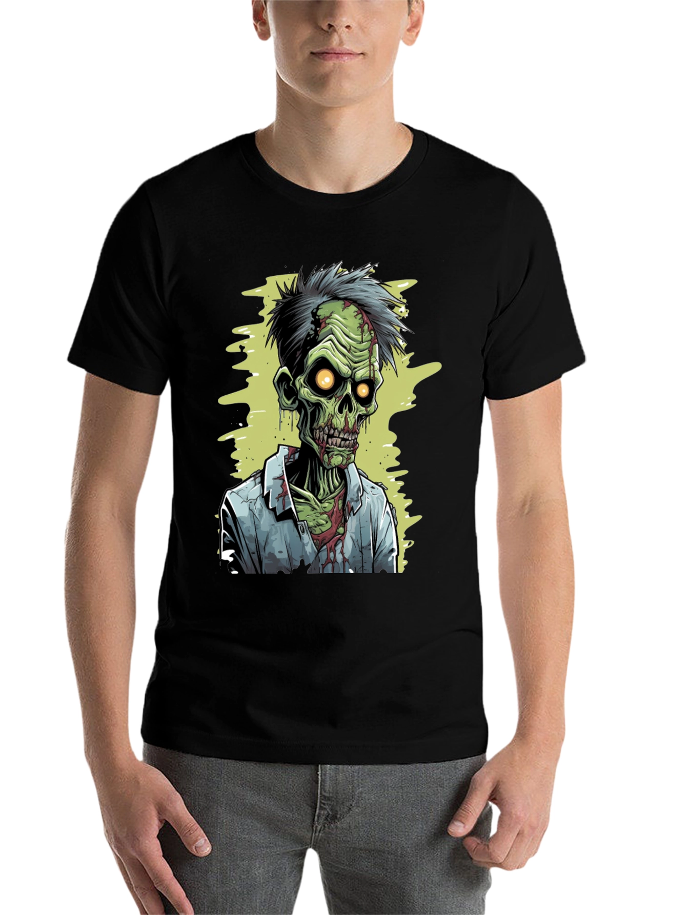 Black Zombie Cartoon Graphic Tee view 7