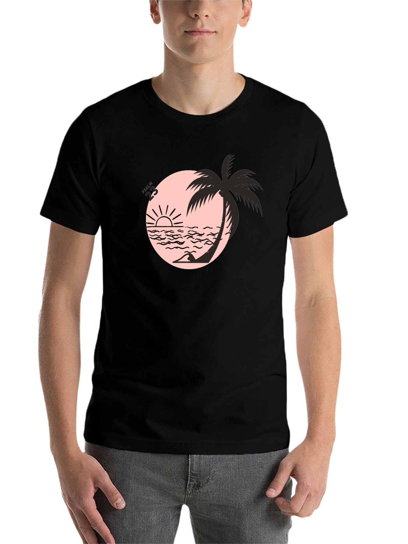 Black Black Beach Palm Graphic Tee view 7