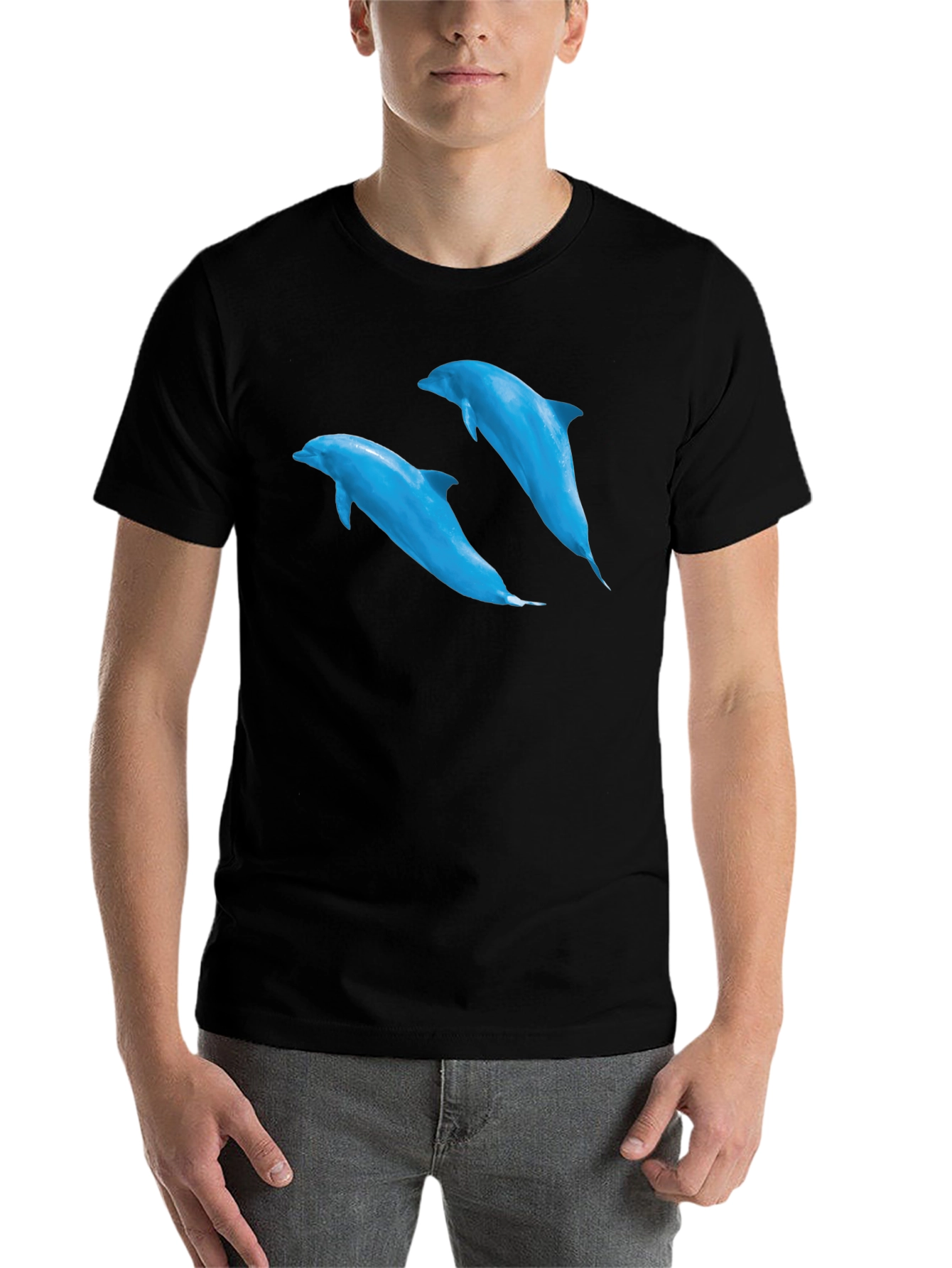 Black Dolphin Graphic Tee - Black Short Sleeve T-Shirt view 7