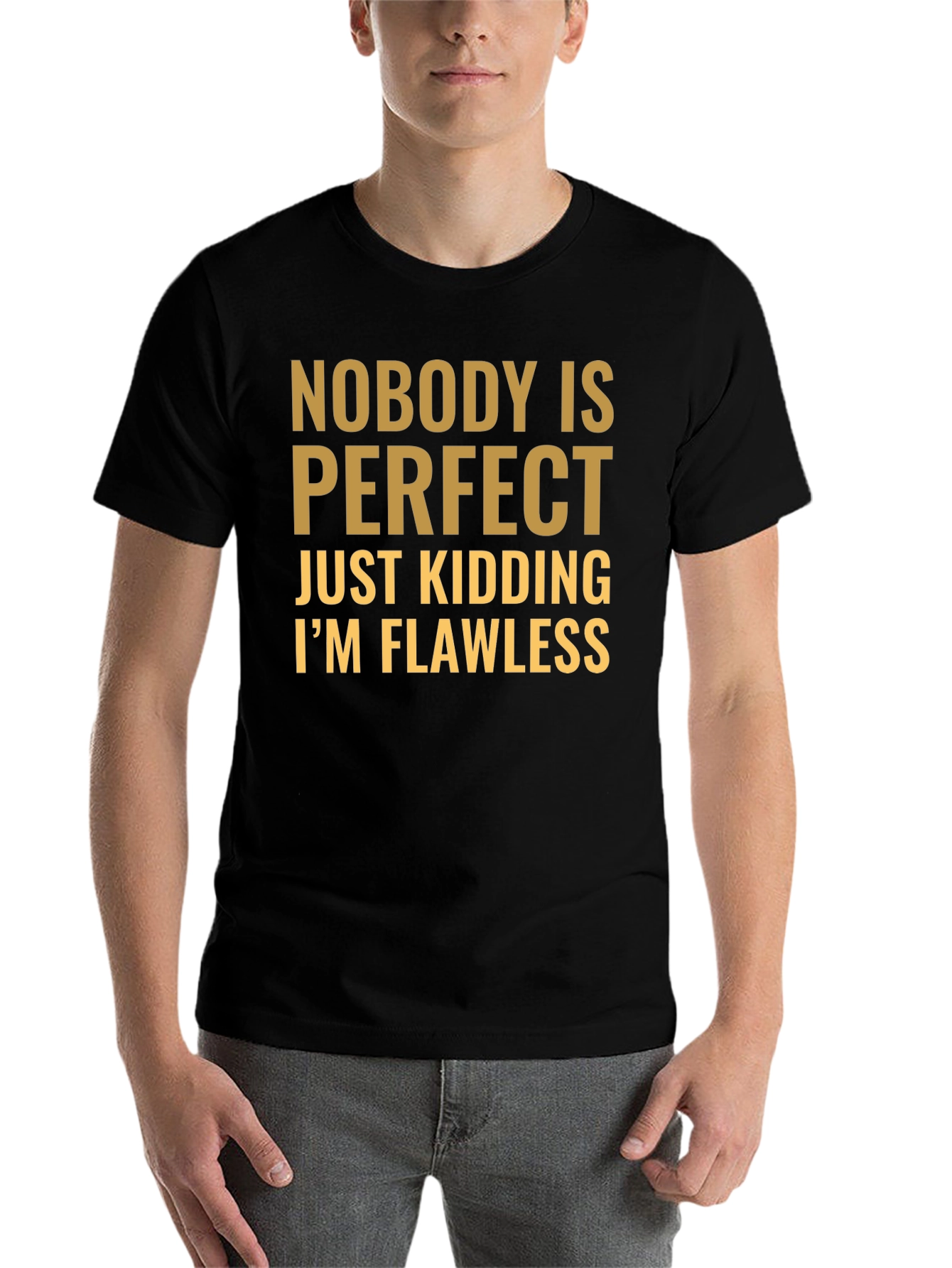 Black Funny 'Nobody is Perfect' Graphic T-Shirt view 7