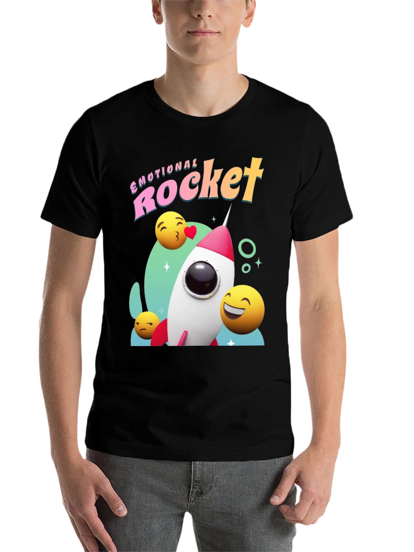 Black Emotional Rocket Graphic T-Shirt - Black view 7