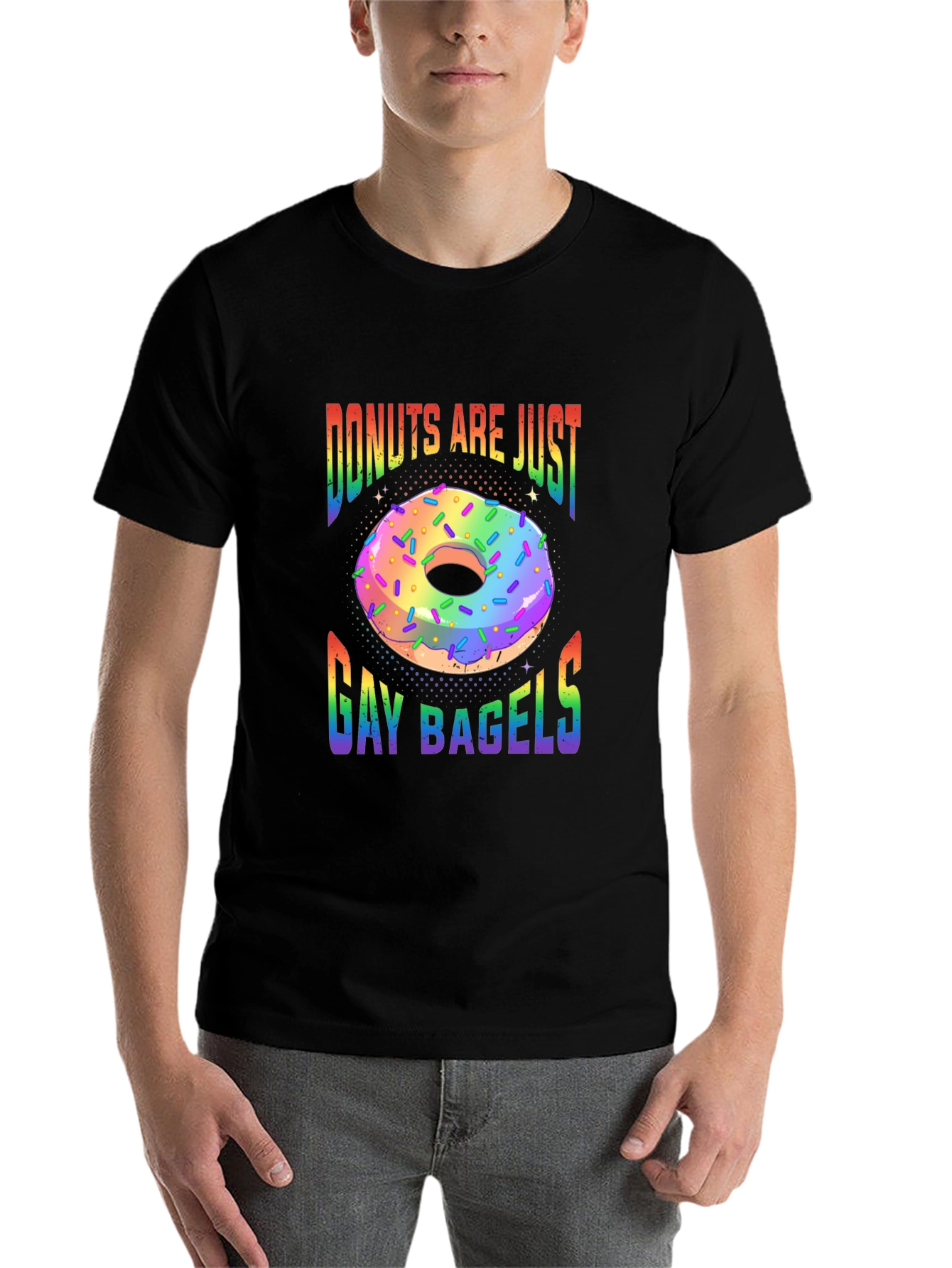 Black Donuts Are Just Gay Bagels Graphic Tee view 7