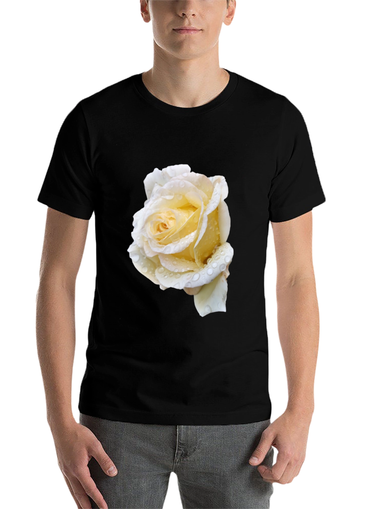 Black Black Tee with White Rose view 7
