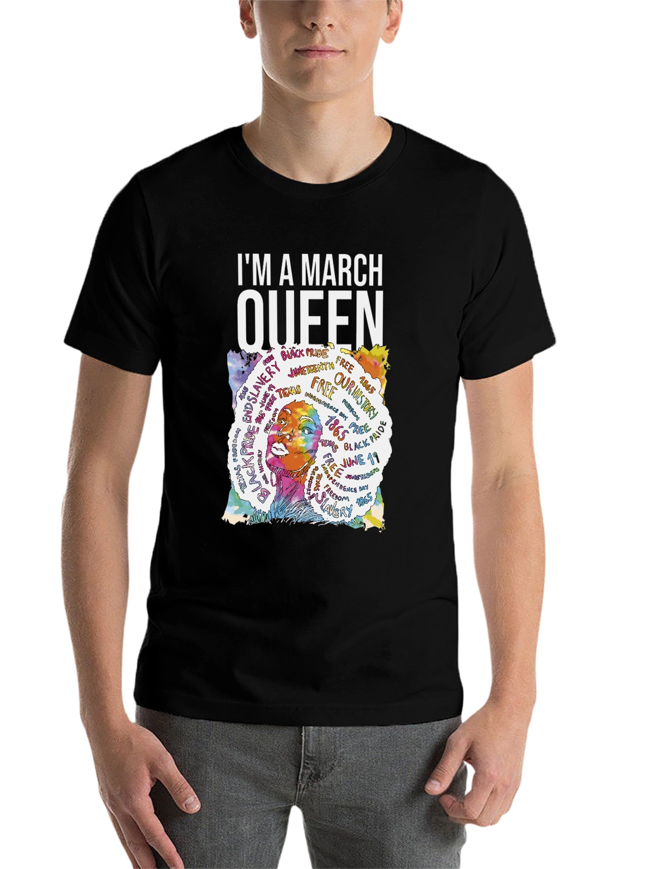 Black I'm A March Queen T-Shirt view 7