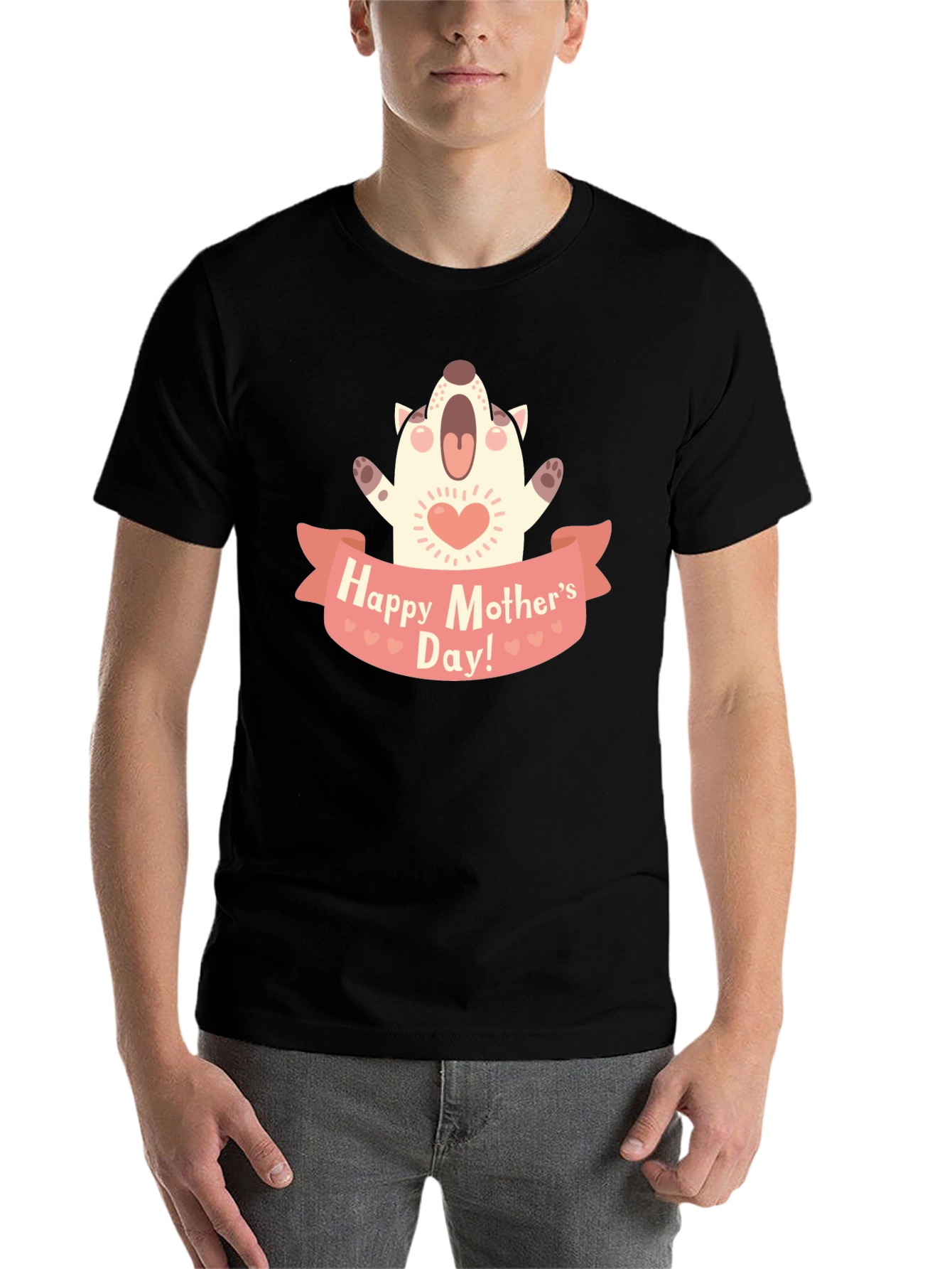 Black Happy Mother's Day Dog Graphic T-Shirt view 7