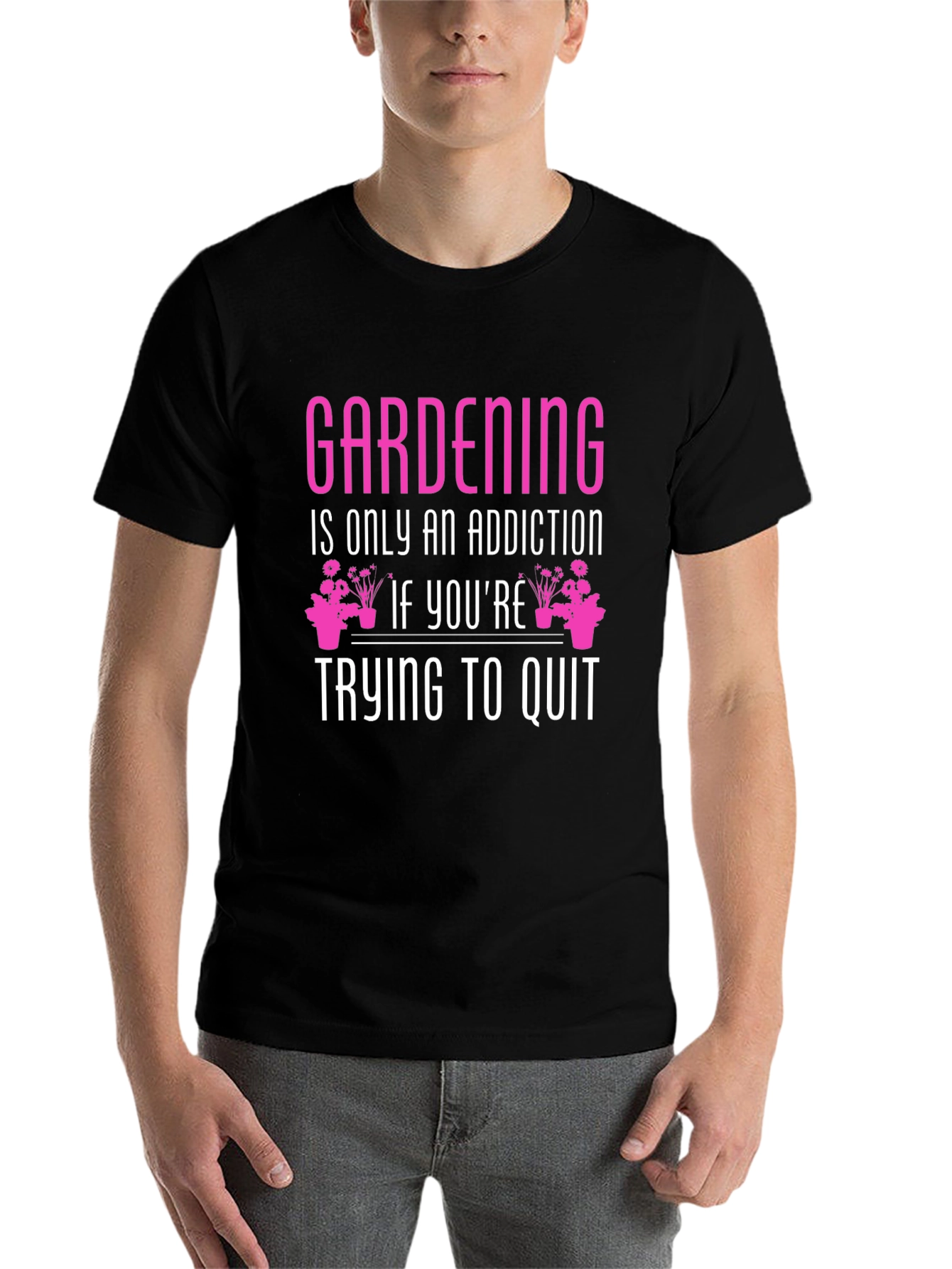 Black Gardening Addiction T-Shirt view 7