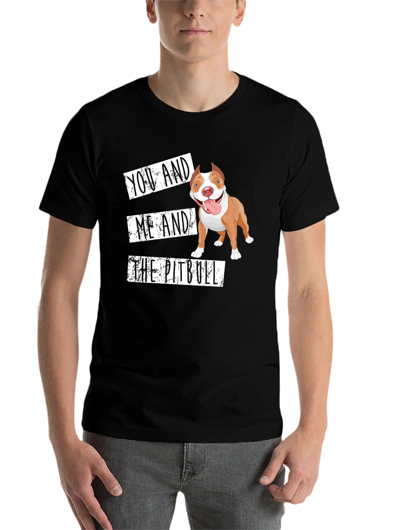 Black You, Me, and The Pitbull T-Shirt -  Unisex Cotton Blend view 7