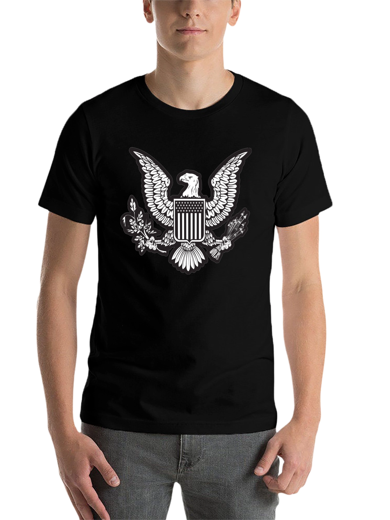 Black Eagle Crest Graphic T-Shirt - Patriotic Design view 7