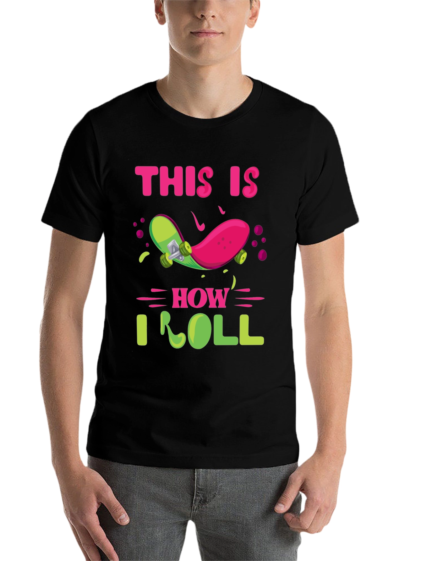 Black This Is How I Roll Skateboard T-Shirt view 7