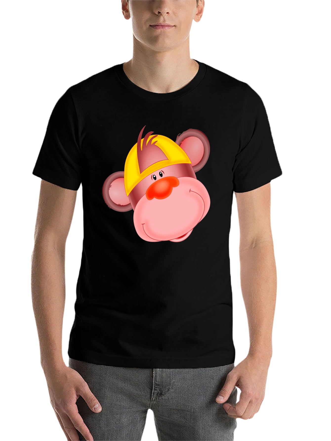 Black Funny Monkey Graphic Tee - Quirky Cartoon T-Shirt view 7