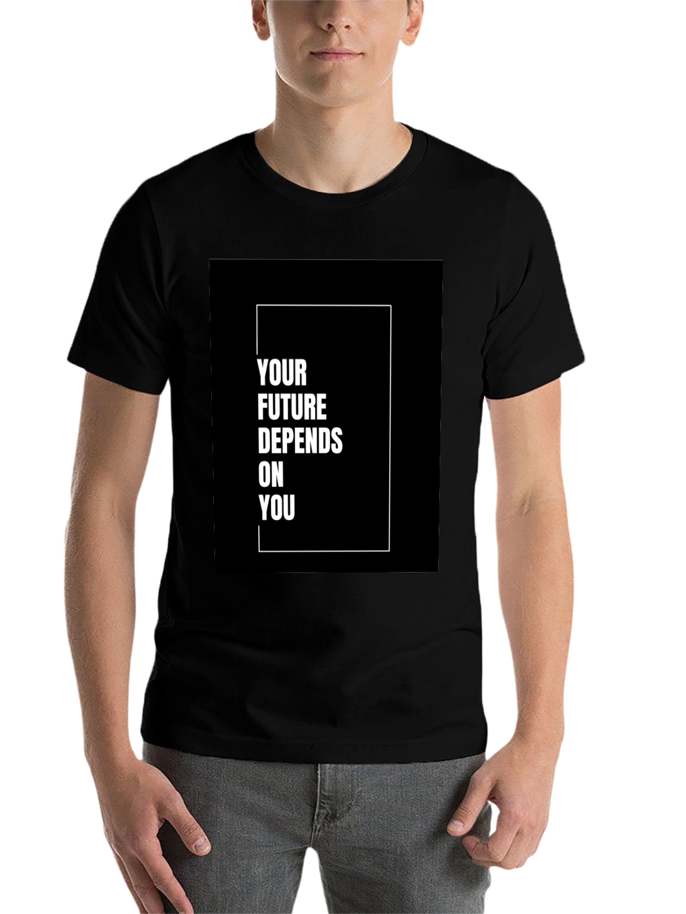 Black Motivational T-Shirt - Your Future Depends On You view 7