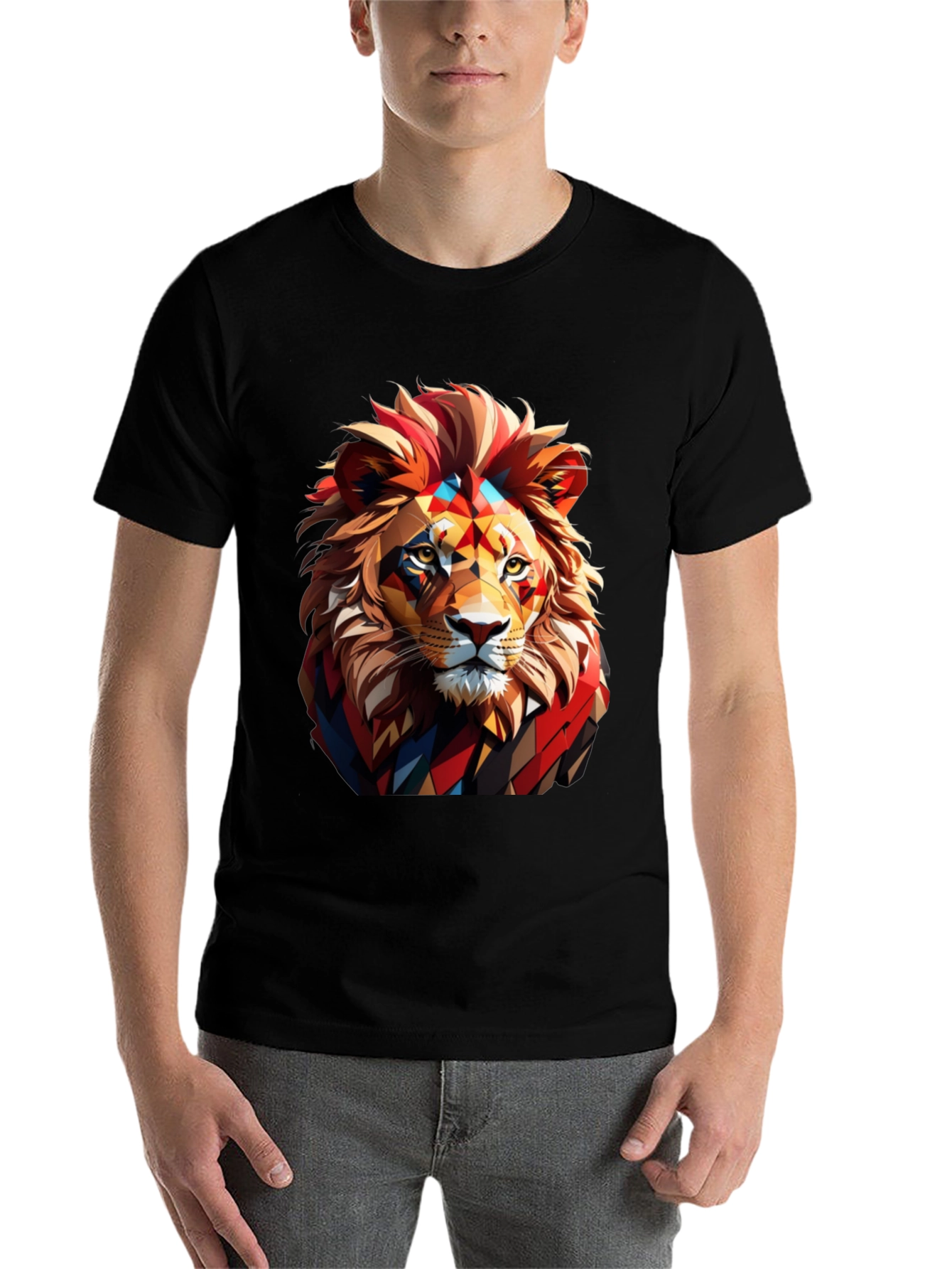 Black Lion Graphic Print Black T-Shirt view 7