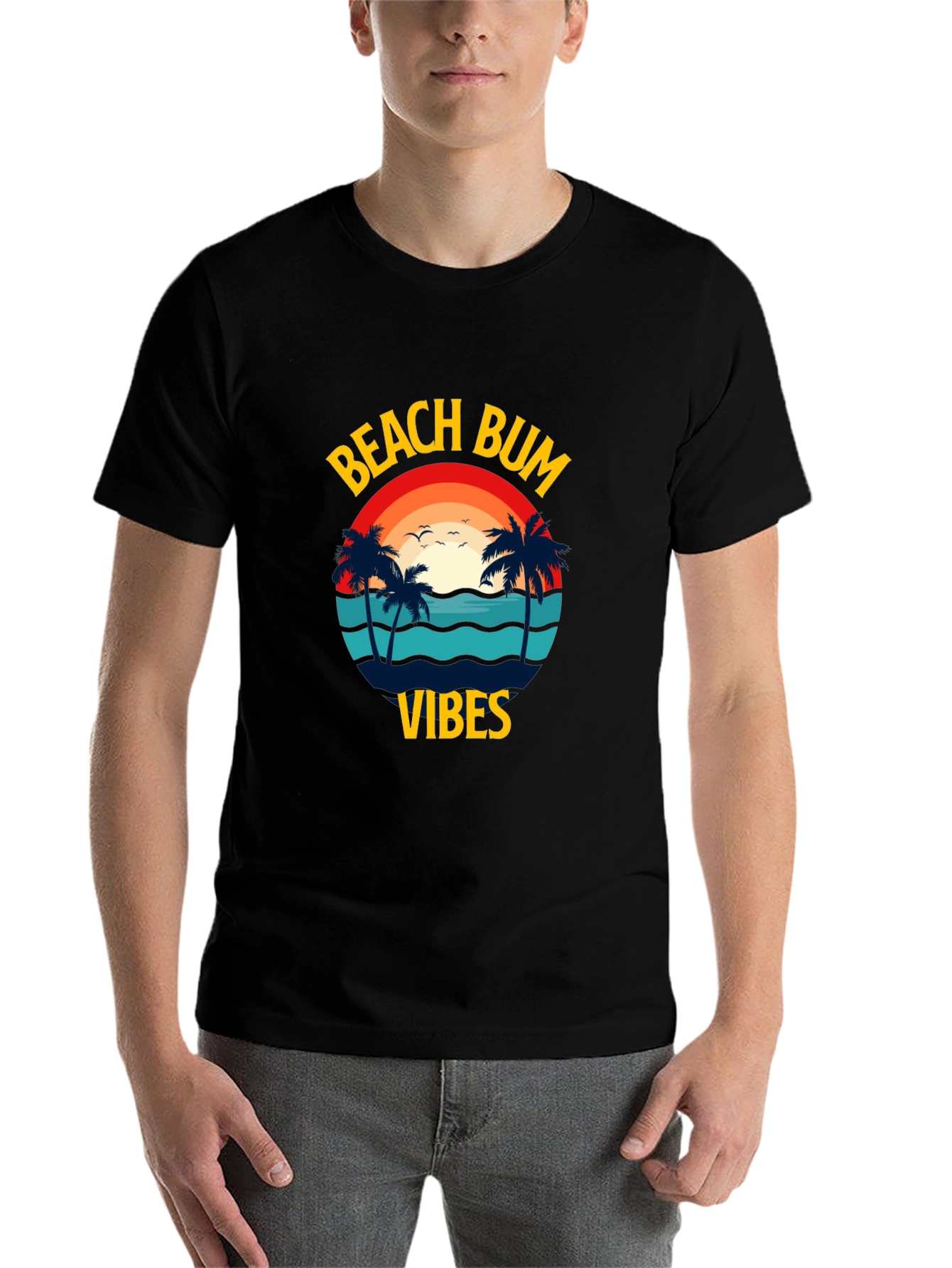 Black Beach Bum Vibes Graphic T-Shirt view 7