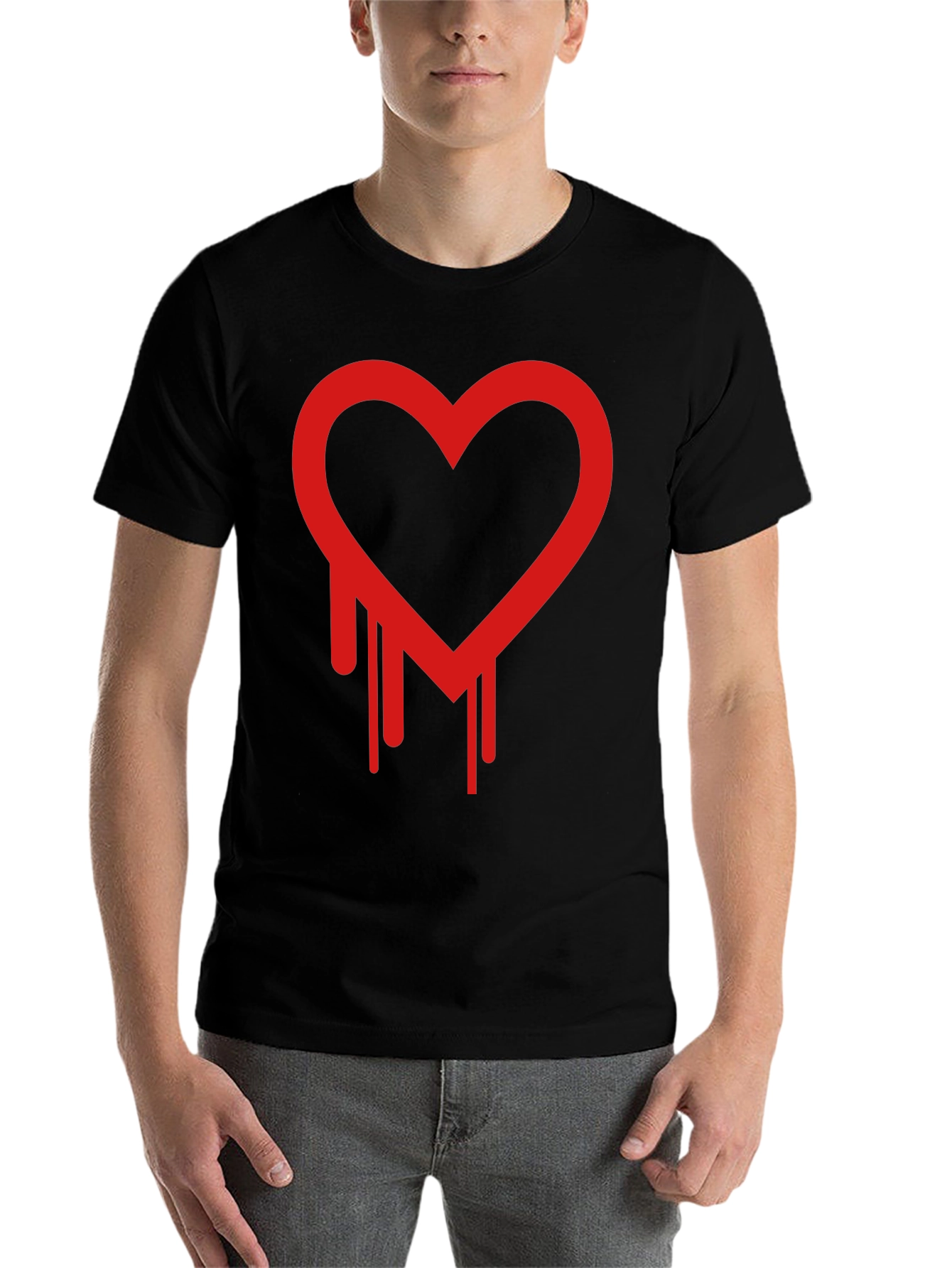 Black Dripping Heart Graphic Black T-Shirt view 7