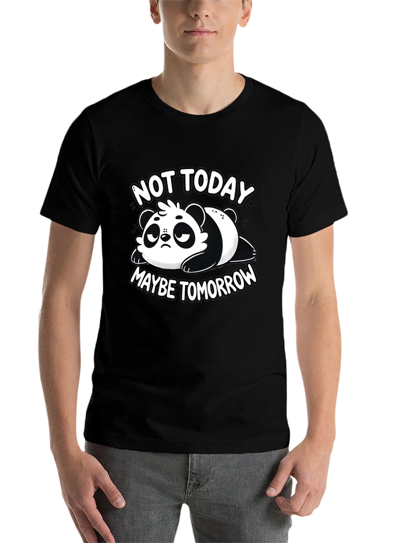 Black Lazy Panda Graphic Tee - "Not Today, Maybe Tomorrow" T-Shirt view 7
