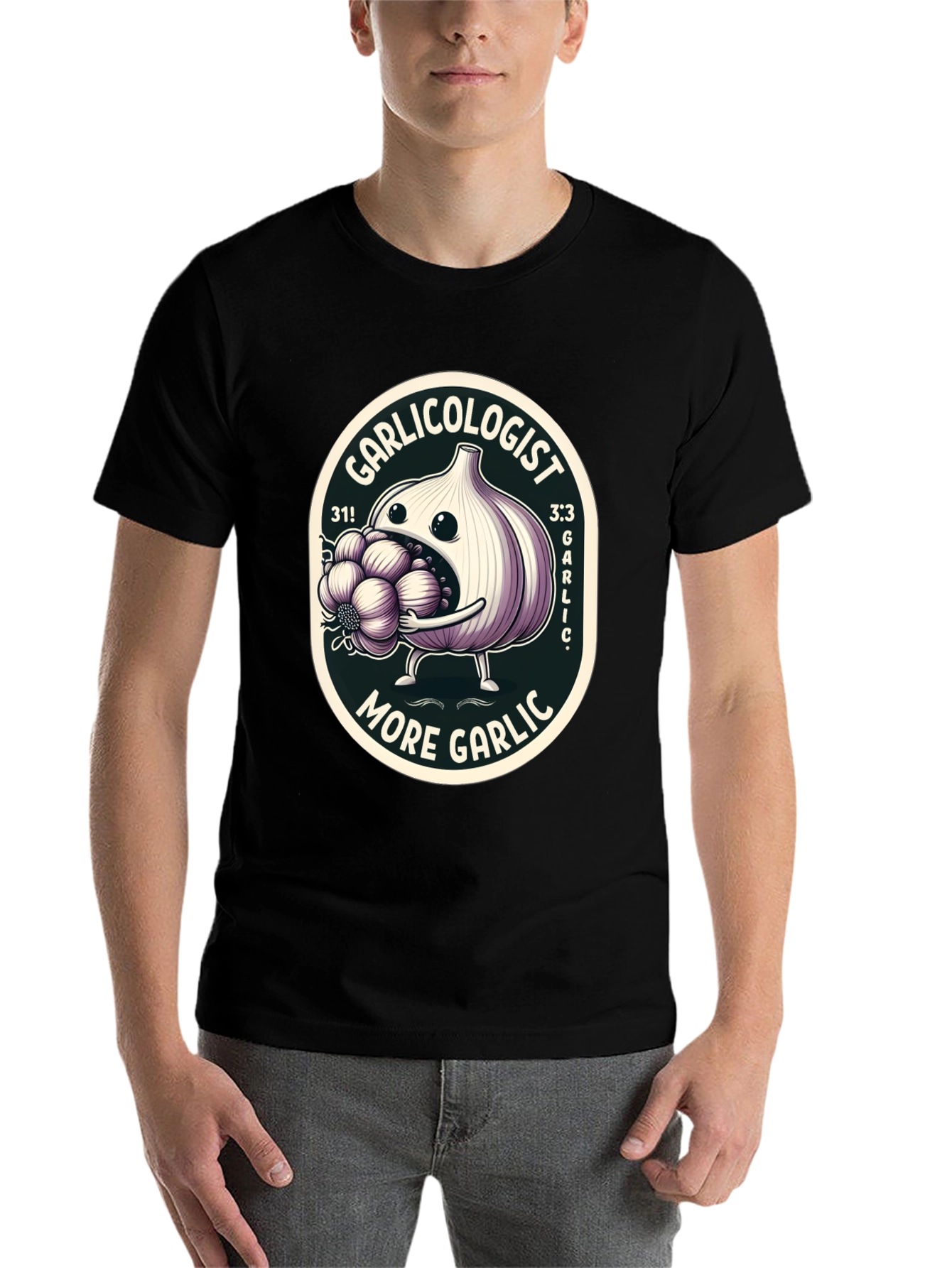 Black Garlicologist Graphic T-Shirt - More Garlic! view 7