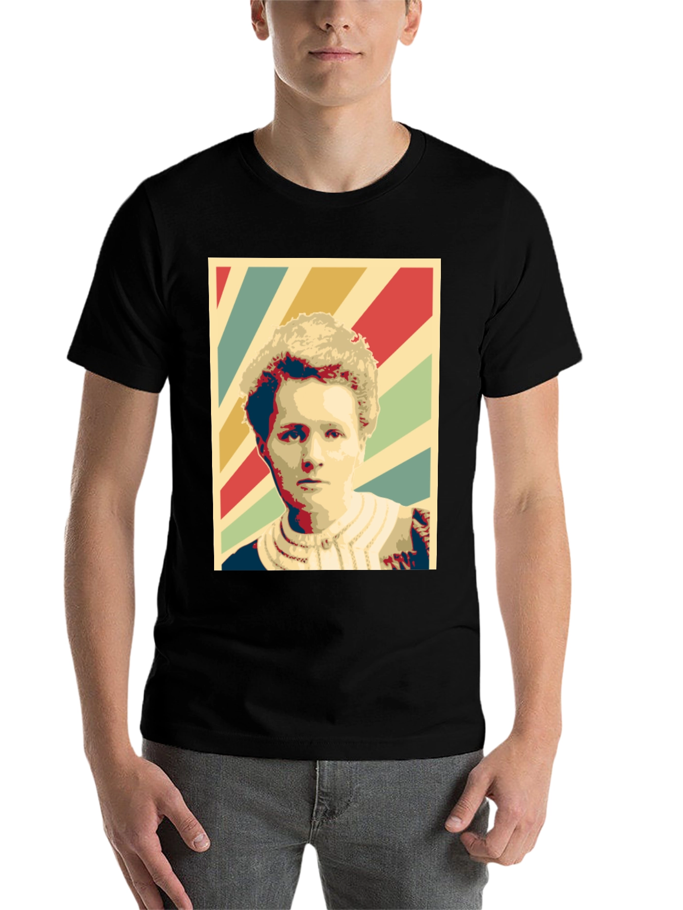 Black Retro Portrait Graphic T-Shirt - Unisex Fashion Tee view 7