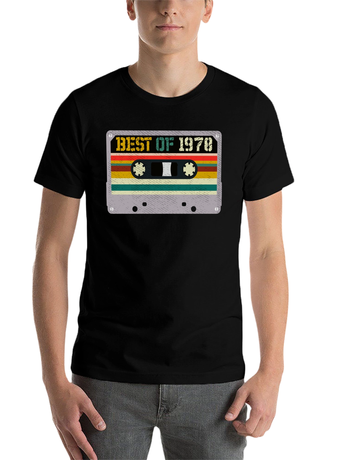 Black Best of 1970 Cassette Tape Graphic T-Shirt view 7