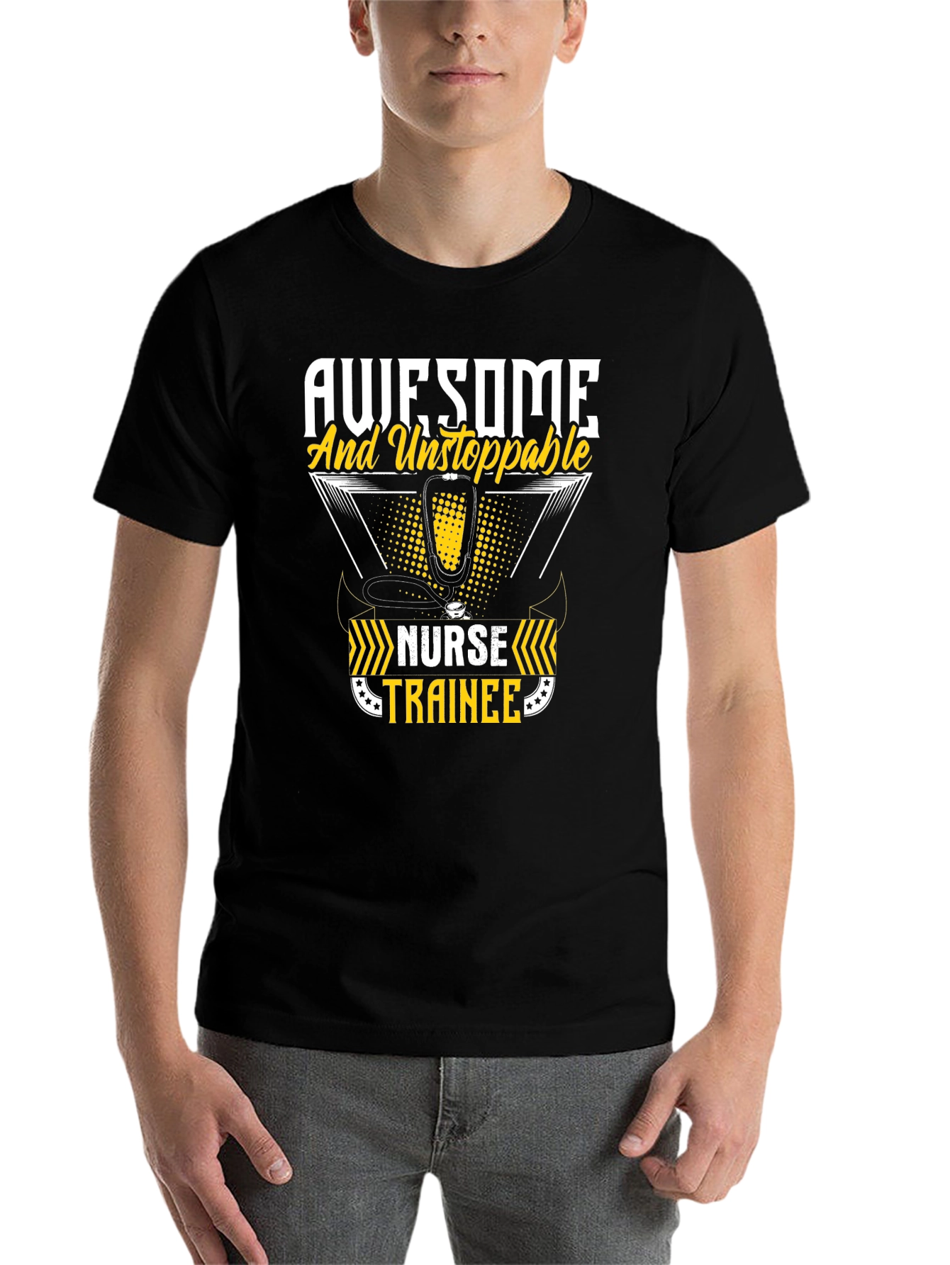 Black Awesome Nurse Trainee Graphic Tee view 7