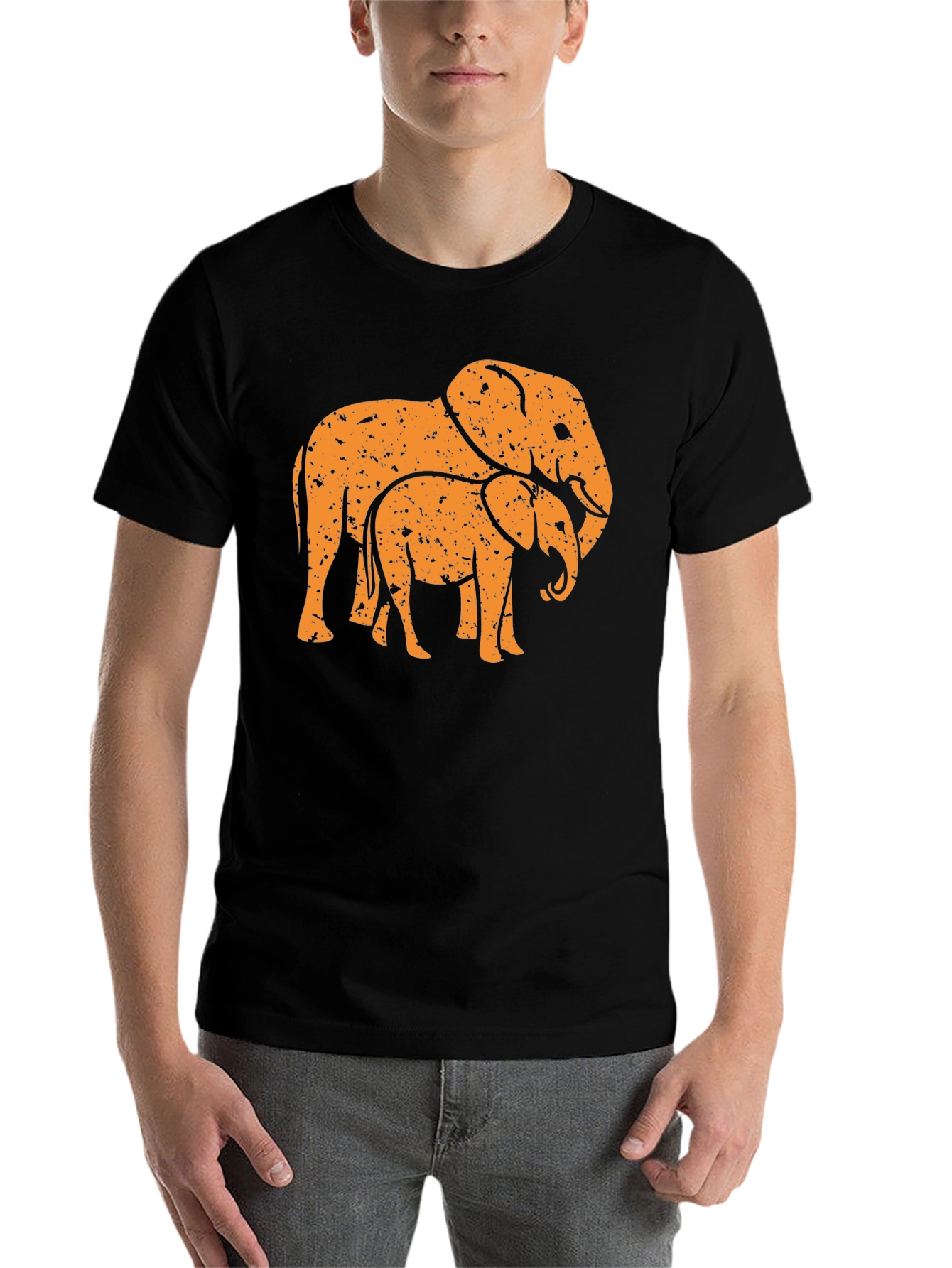 Black Elephant Family Black Graphic Tee view 7