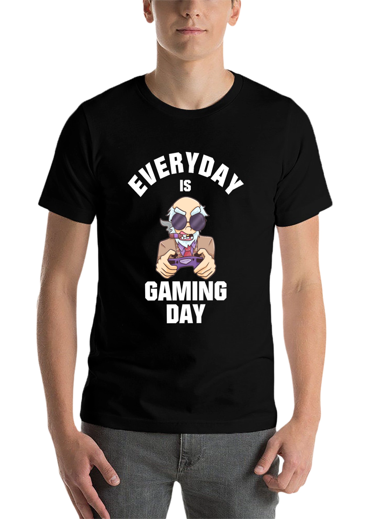 Black Everyday Is Gaming Day T-Shirt view 7