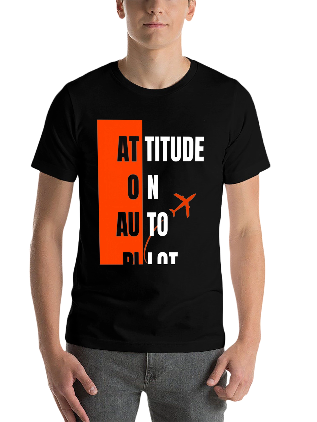 Black Attitude on Autopilot Black T-Shirt - Aviation Enthusiast view 7