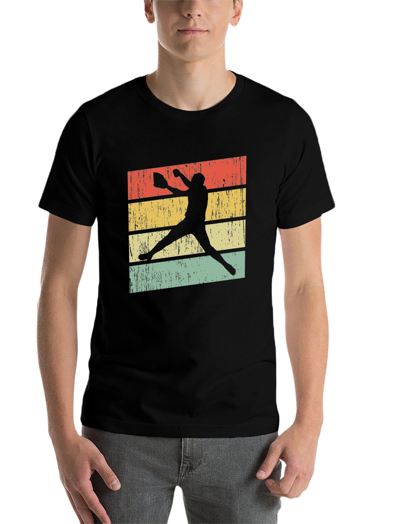 Black Vintage Softball Player T-Shirt view 7