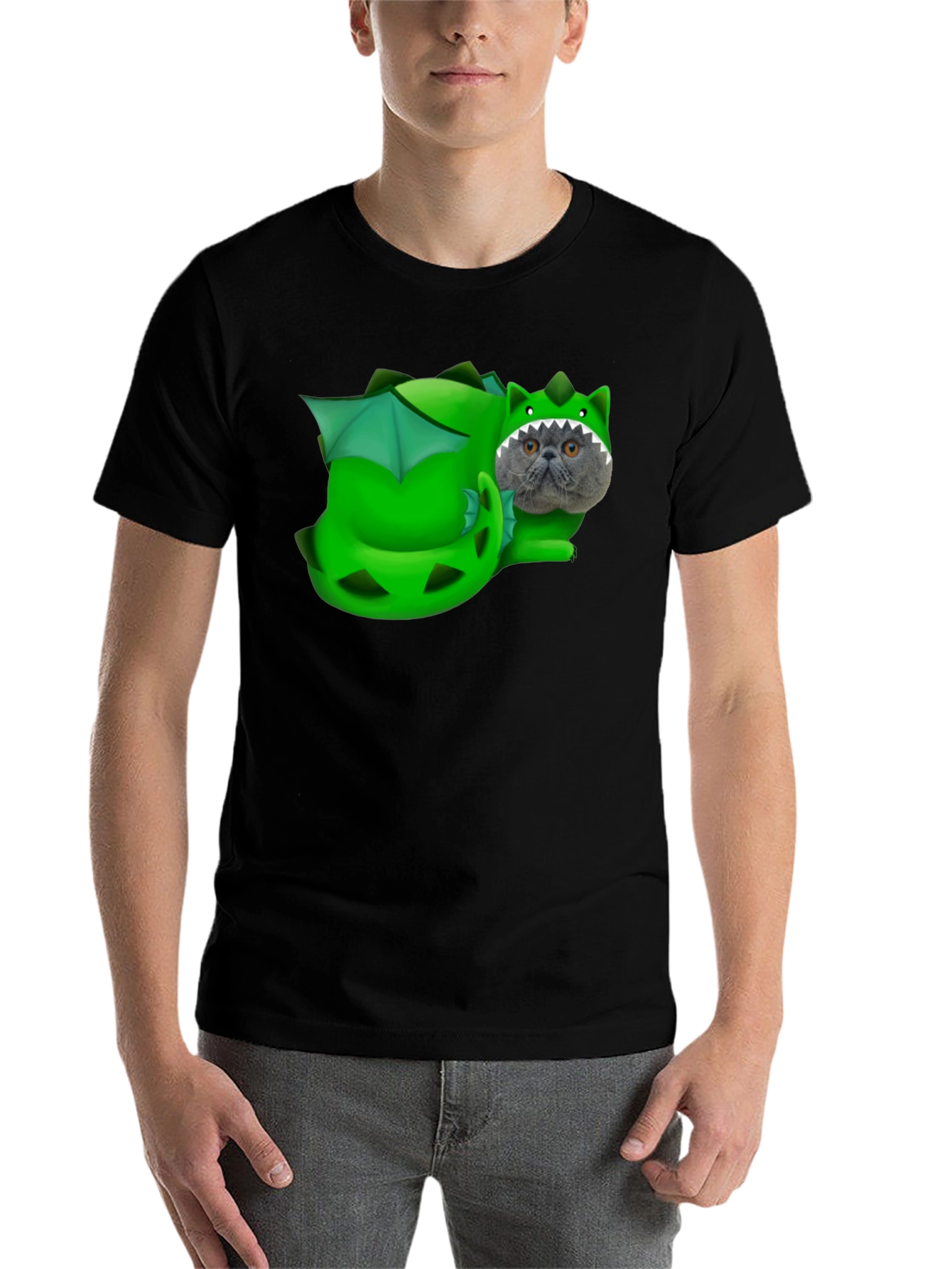 Black Dragon Cat T-Shirt: Funny Pet Graphic Tee view 7