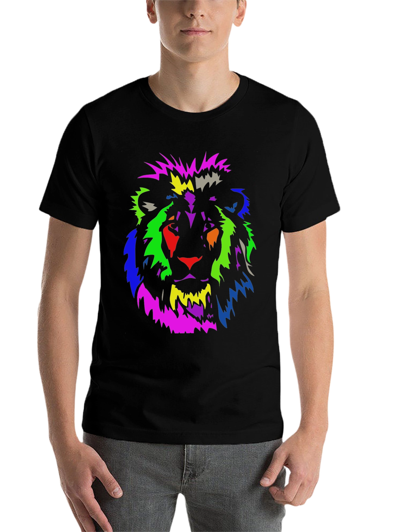 Black Lion Graphic Tee - Bold & Vibrant Design view 7