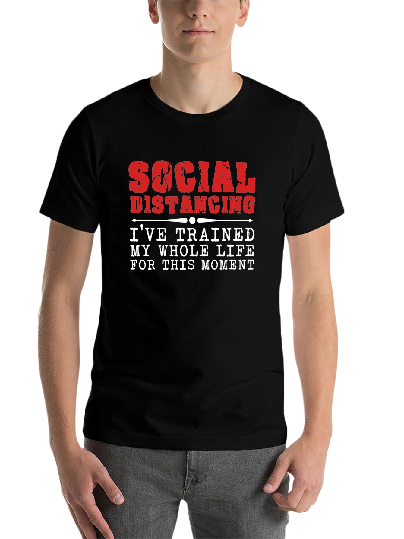 Black Social Distancing T-Shirt: Trained For This! view 7