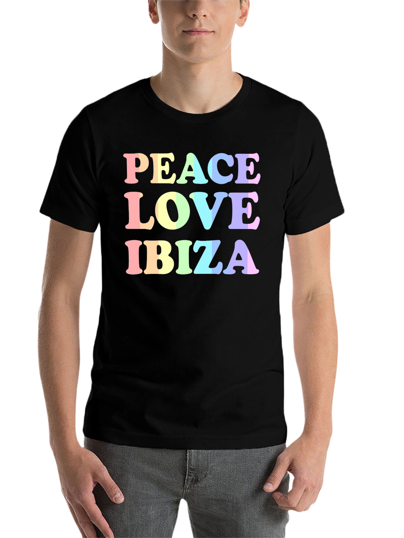 Black Peace Love Ibiza Graphic T-Shirt view 7