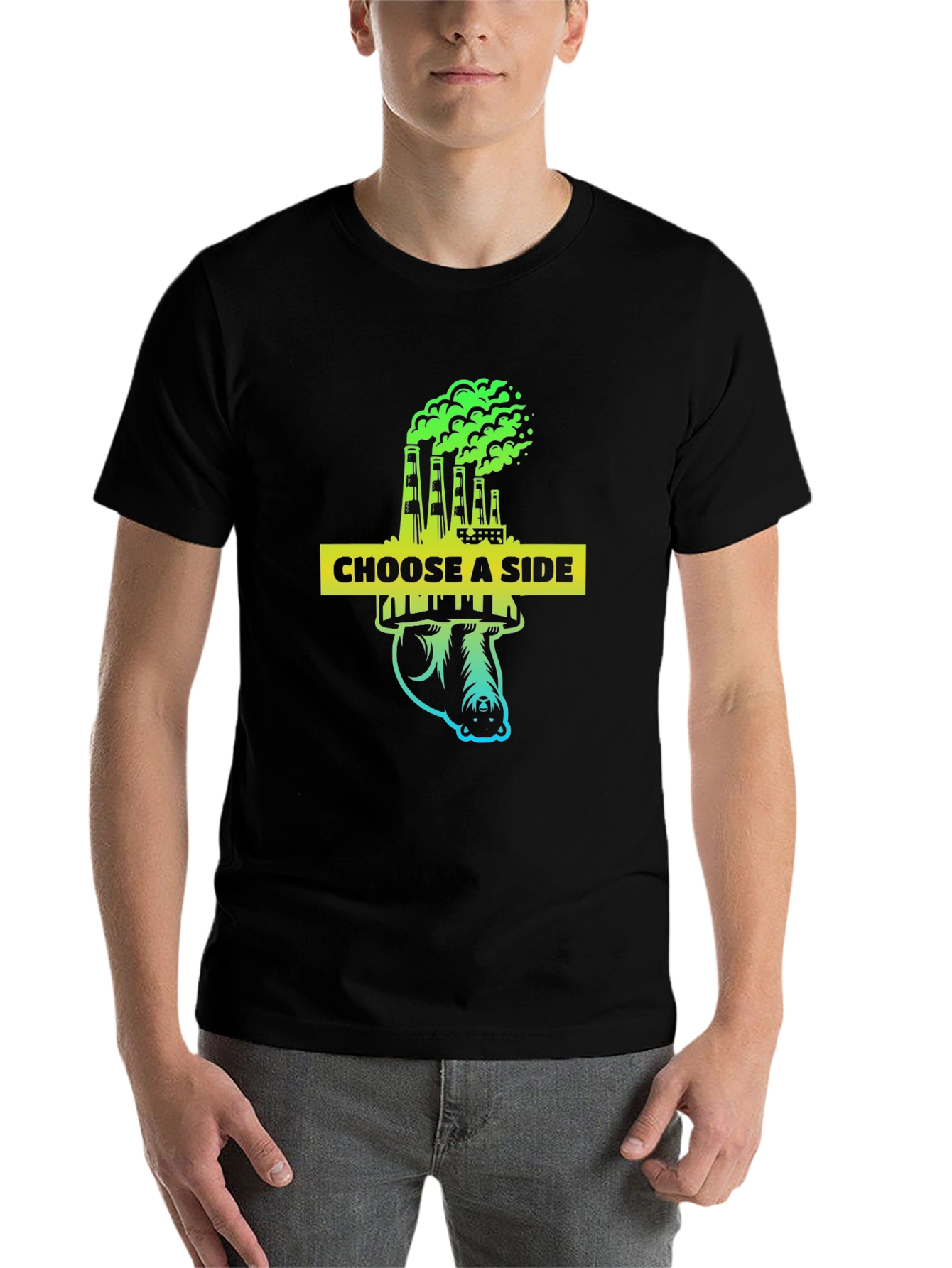 Black Choose a Side Graphic Tee - Environmental Awareness Shirt view 7