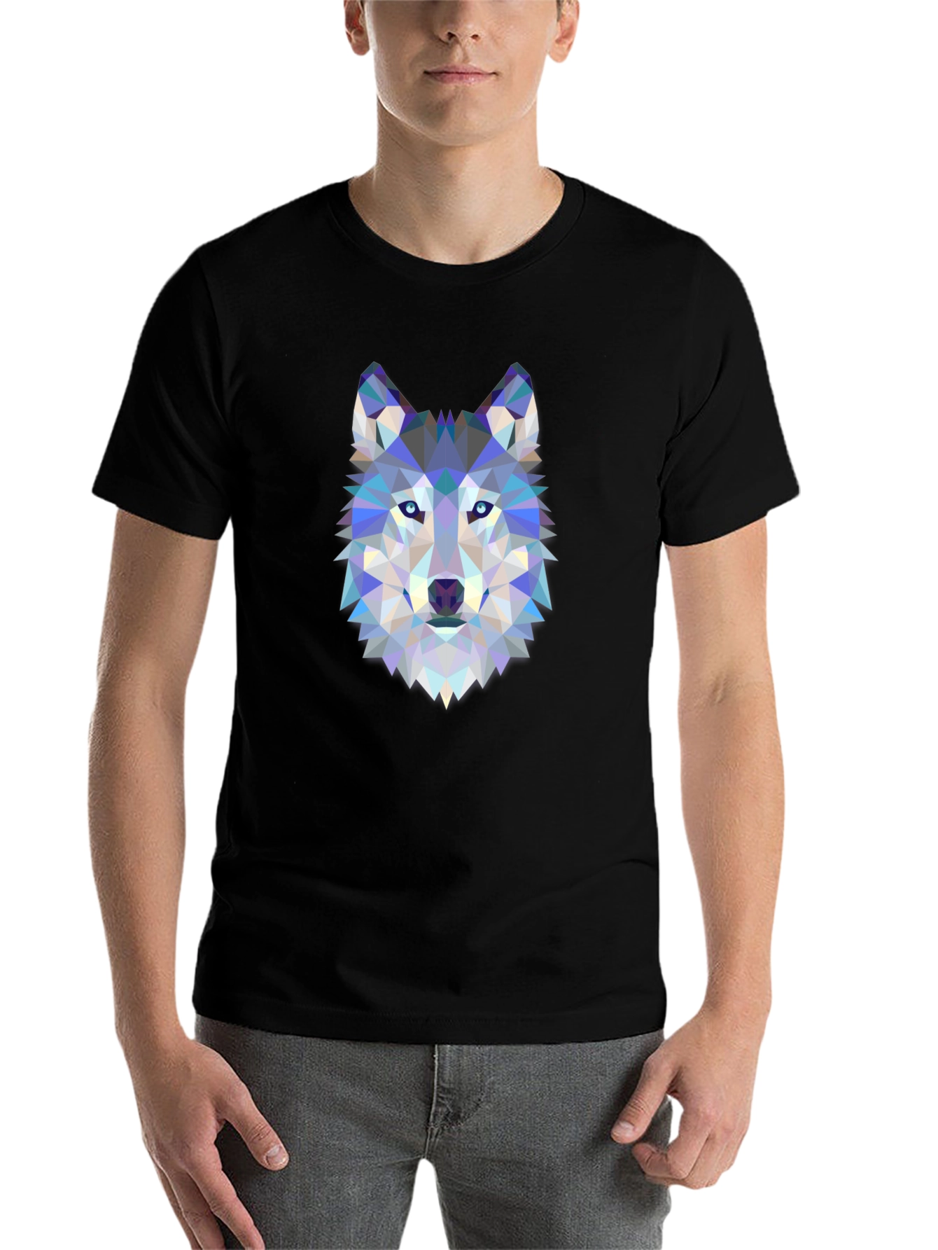 Black Geometric Wolf Graphic Tee - Black view 7