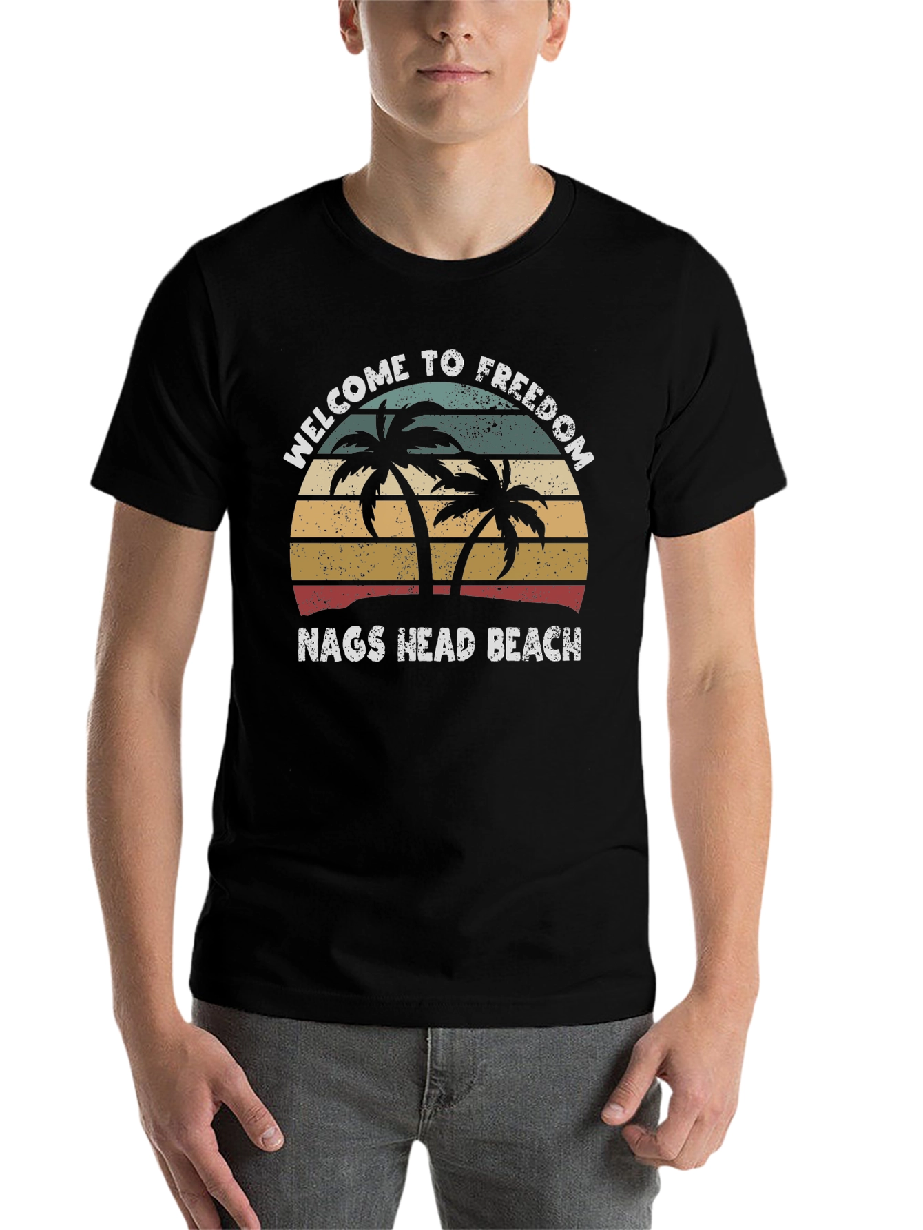 Black Welcome to Freedom Nags Head Beach Graphic Tee view 7